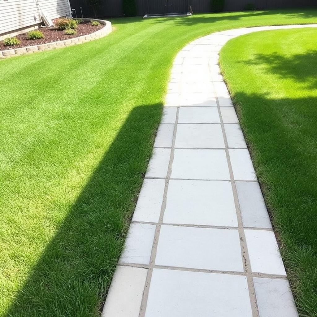 Stone walkway hardscape through lawn
