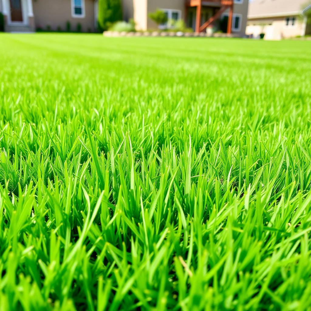 Freshly mowed residential lawn