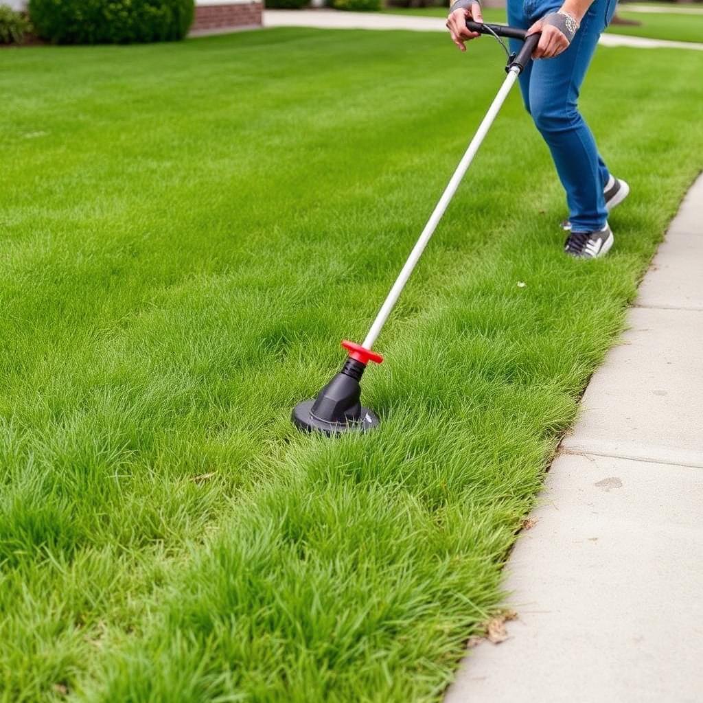 Weed trimming clean edge along sidewalk